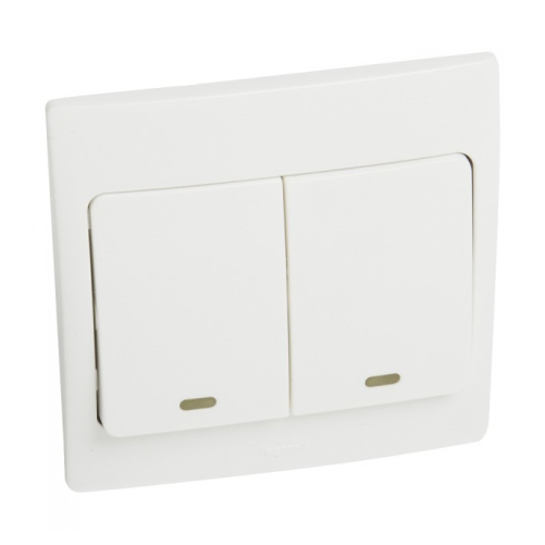 Legrand Illuminated Switch Mallia 2 Gang 1 Way 10 Ax 250 V White 281012