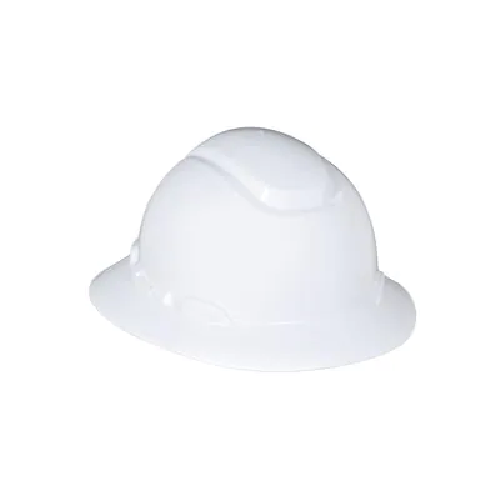 3M Full Brim Hard Hat White 4-Point Ratchet Suspension