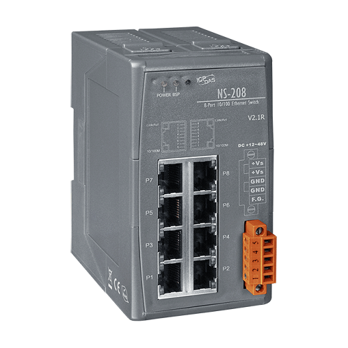 Ethernet Switch Unmanaged 8-Port Industrial 10 100 Base-TX ICPDAS