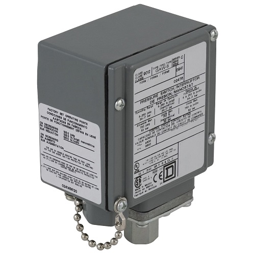 Schneider Pressure Switch 9012 G Adjustable scale 2 thresholds 1.5 to 75 PSIG 9012GAW24