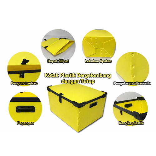 Box PP Corrugated Impraboard dengan Tutup dan Rangka